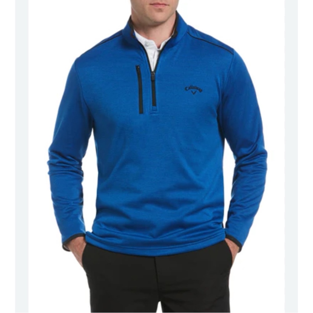 Callaway Men’s 1/4 Zip Tech Golf Fleece Olympian Bl Htr Blue Size XL